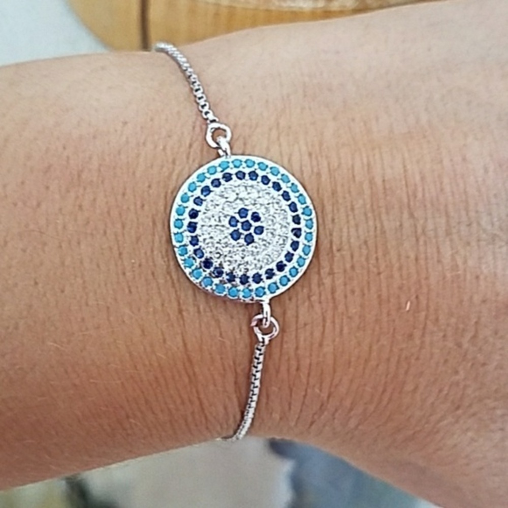 ON SALE Evil eye blue Silver gold plated Bracelet